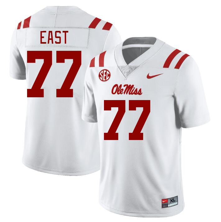 Men #77 Cam East Ole Miss Rebels College Football Jerseyes Stitched Sale-White